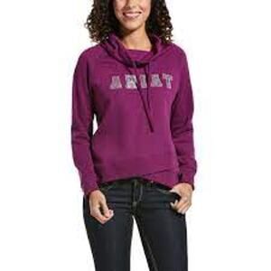 Ariat Women Sequin Spellout Sweatshirt Cozy Hoodie Bling Funnel Neck Large